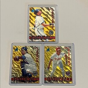 Lot of 3 1994 Pinnacle The Naturals - Mike Pizza, Lenny Dykstra, Gary Sheffield